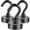 DIYMAG Black Magnetic Utility Hooks, 25Lbs Heavy Duty Rare Earth Neodymium Magnet Hooks with Nickel Coating for Kitchen, Cruise, Classroom, Workplace, Office and Garage etc, Pack of 3