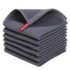 Homaxy 100% Cotton Waffle Weave Kitchen Dish Cloths, Ultra Soft Absorbent Quick Drying Dish Towels, 12x12 Inches, 6-Pack, Dark Grey